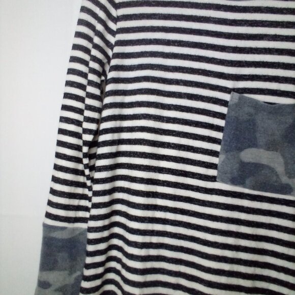 143 Story by Line Up Shirt women S Long Sleeve Soft Stretch Stripe Camo - Picture 6 of 15